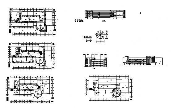 某三层多功能楼建筑方案图cad施工图下载【ID:149937165】
