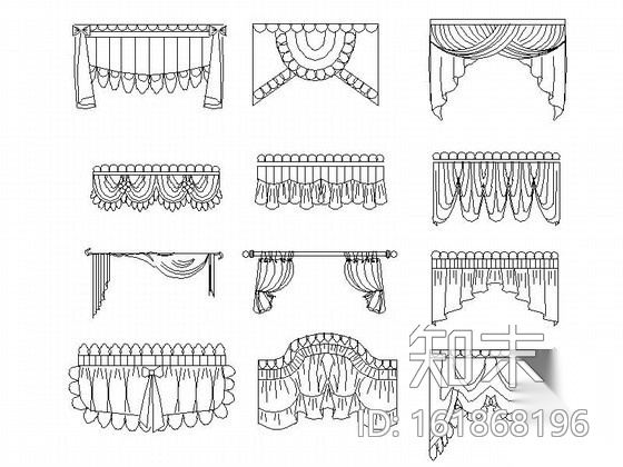 现代窗帘全套CAD图块下载cad施工图下载【ID:161868196】