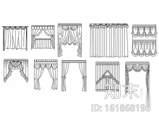 现代窗帘全套CAD图块下载cad施工图下载【ID:161868196】