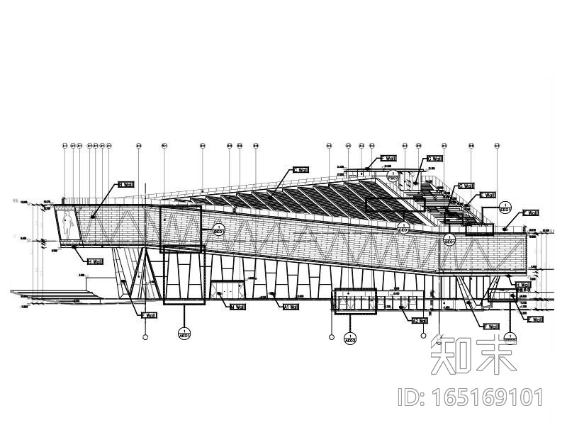 艺术中心建筑幕墙招标图2015_玻璃铝板幕墙cad施工图下载【ID:165169101】