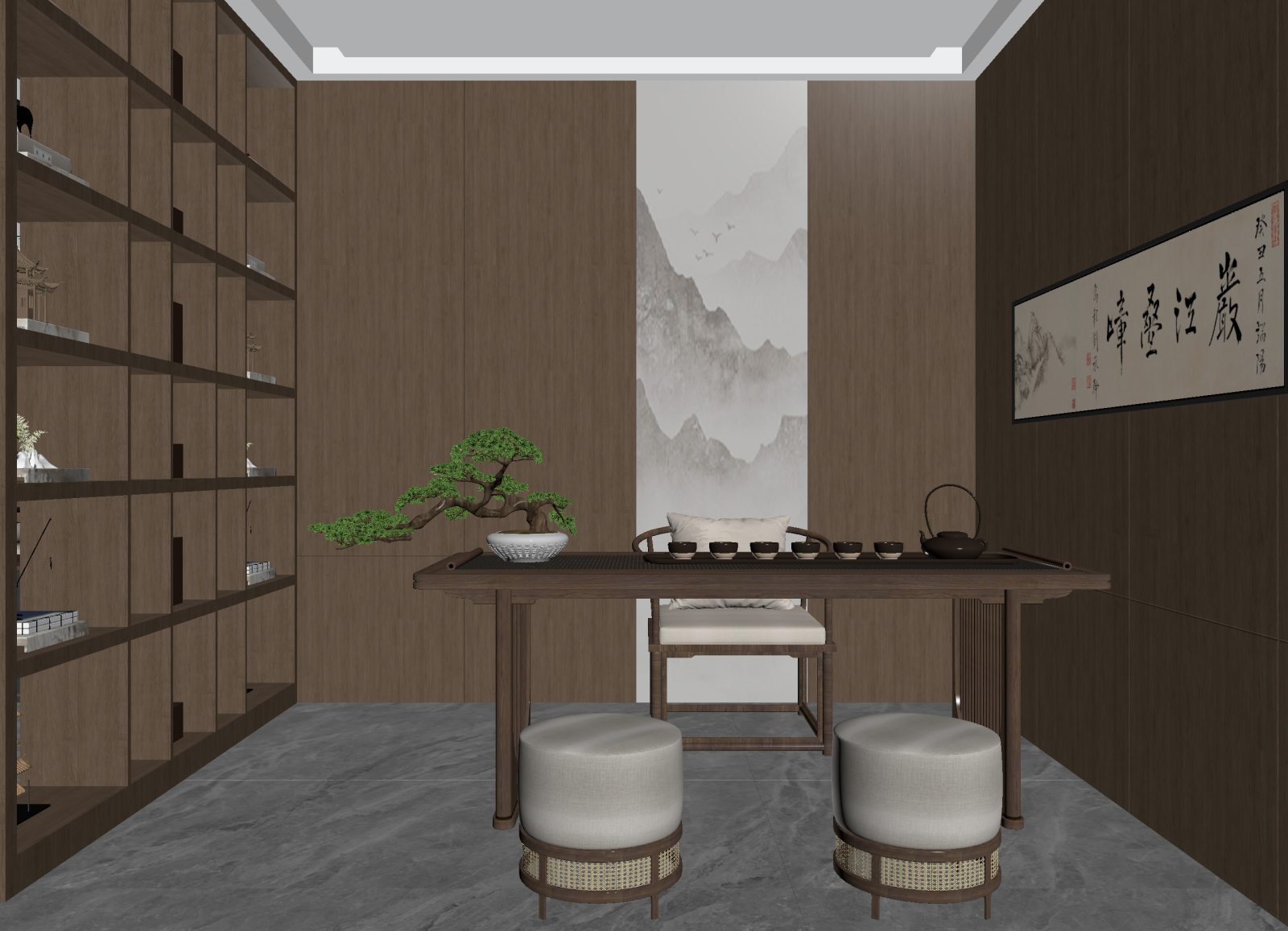 新中式茶室3D模型下载【ID:1214801481】