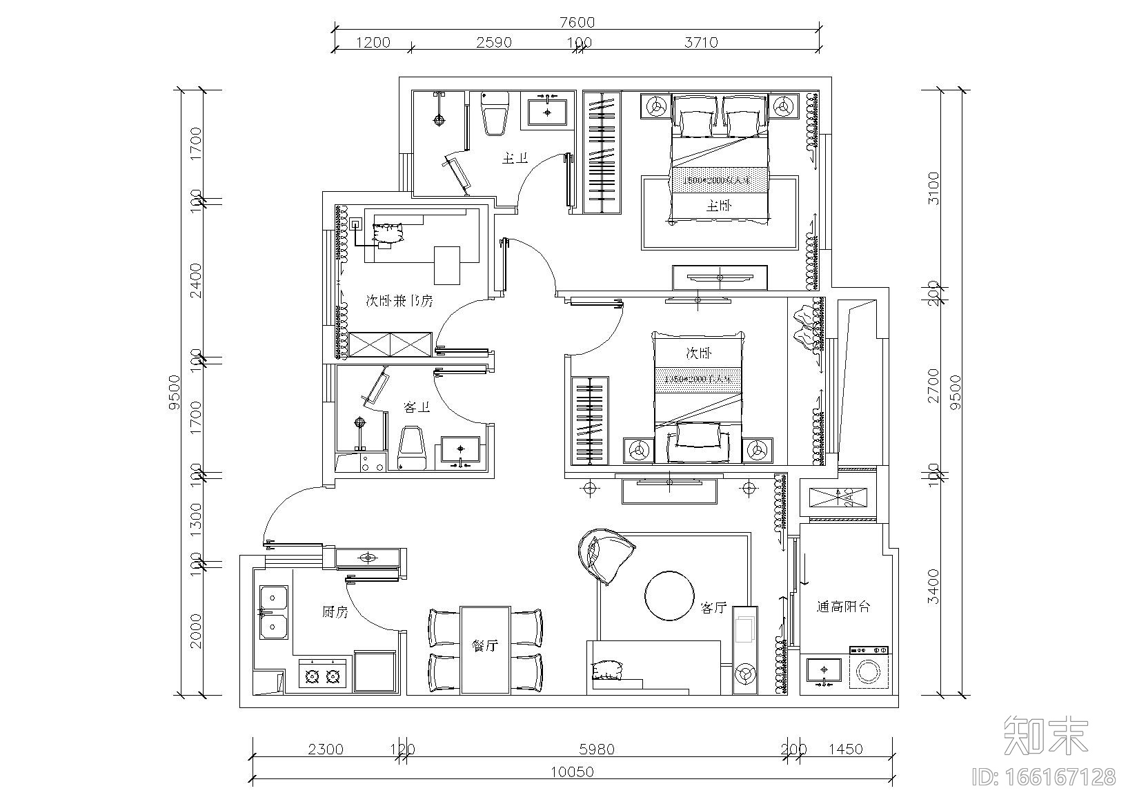 ​[杭州]良渚新城昆仑华府B3样板间施工图施工图下载【ID:166167128】