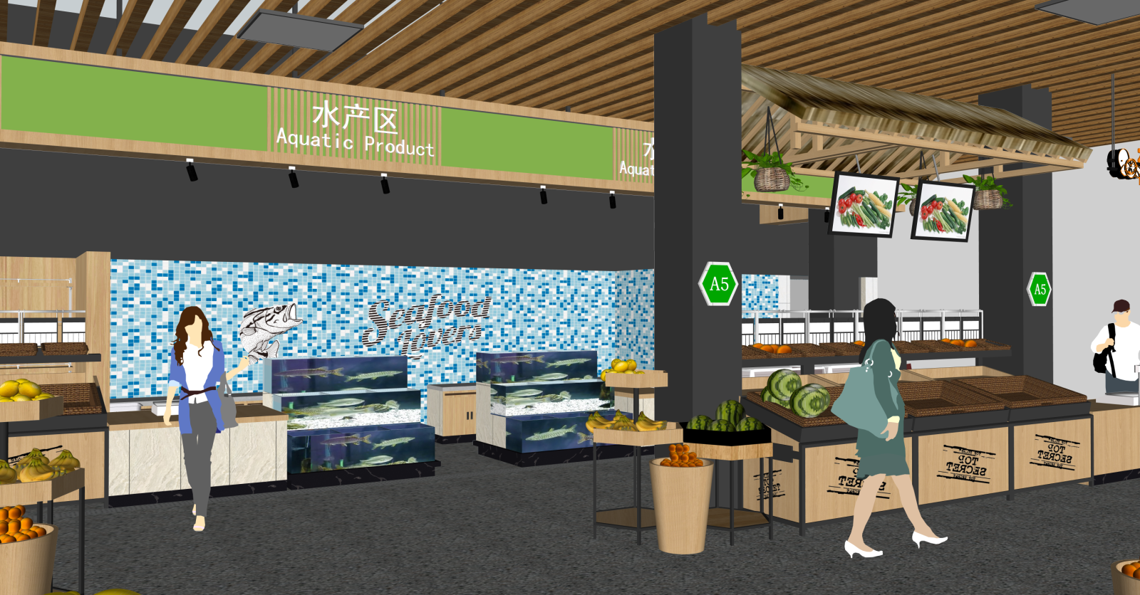现代菜市场SU模型下载【ID:1216025542】
