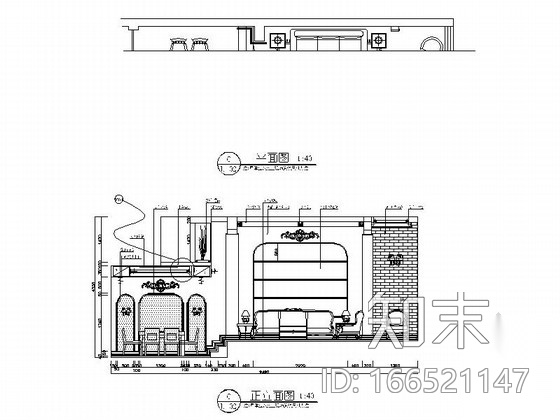 经典美式风情三层别墅样板间CAD装修施工图（含高清效果...cad施工图下载【ID:166521147】
