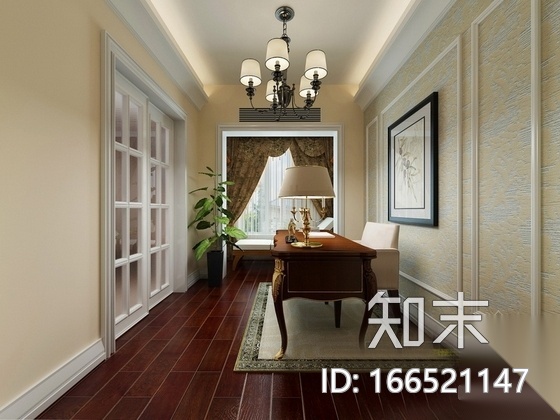 经典美式风情三层别墅样板间CAD装修施工图（含高清效果...cad施工图下载【ID:166521147】