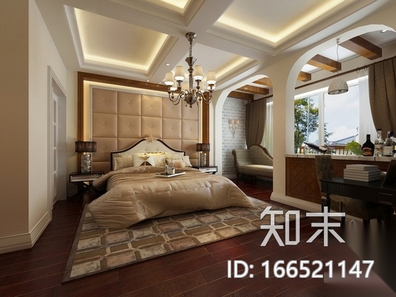 经典美式风情三层别墅样板间CAD装修施工图（含高清效果...cad施工图下载【ID:166521147】
