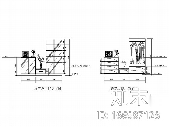 活泼红色调现代两居室装修图（含效果图）cad施工图下载【ID:166987128】