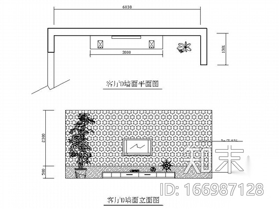 活泼红色调现代两居室装修图（含效果图）cad施工图下载【ID:166987128】