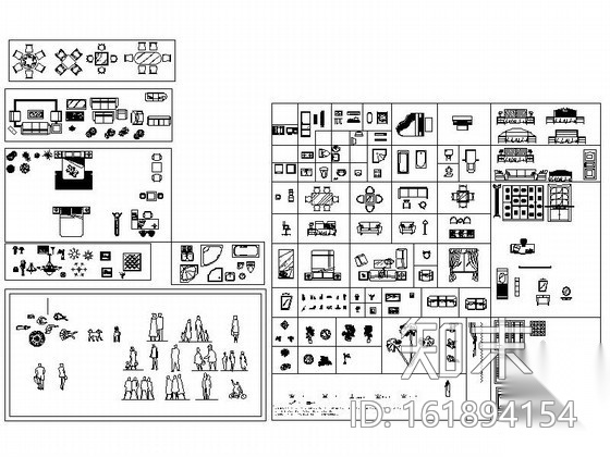 全套家装CAD图块下载施工图下载【ID:161894154】