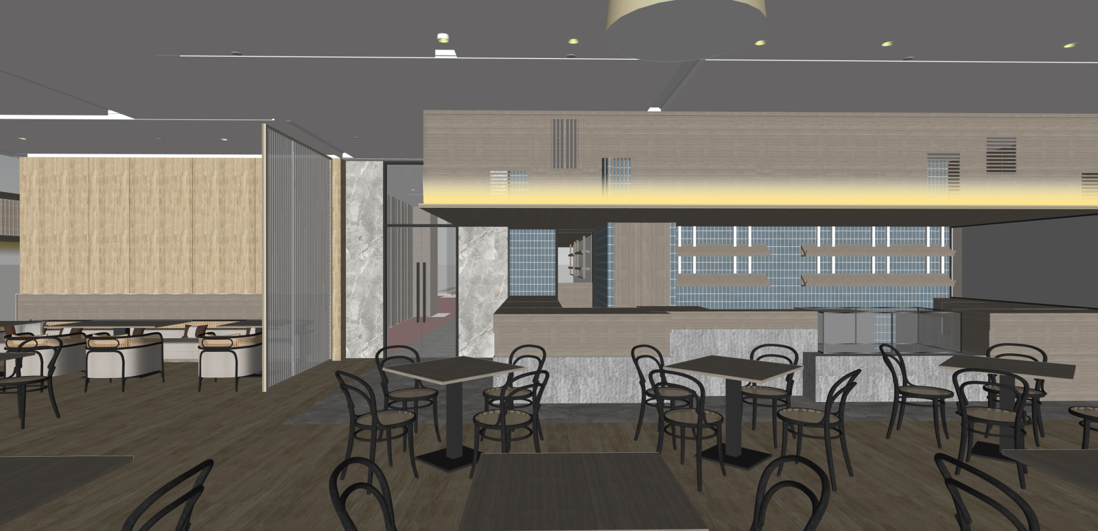 现代酒店餐厅SU模型下载【ID:1215932531】