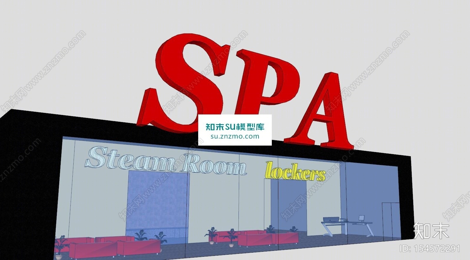 SPA水疗桑拿中心SU模型下载【ID:154572291】