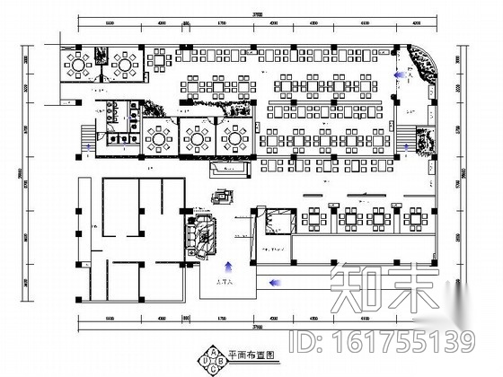 [原创]800㎡现代中式风格火锅店装修CAD施工图cad施工图下载【ID:161755139】