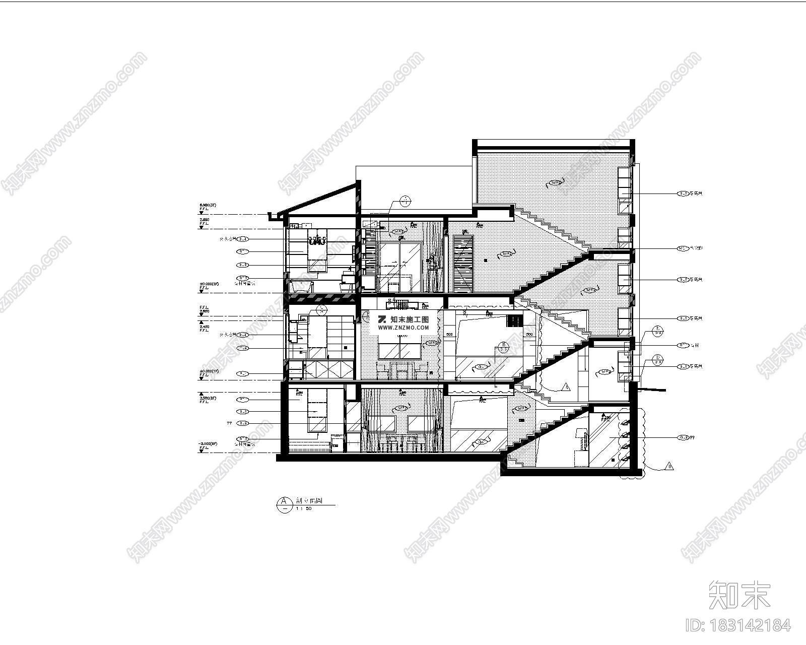 样板别墅大宅CAD施工图下载、别墅大宅CAD施工图下载cad施工图下载【ID:183142184】