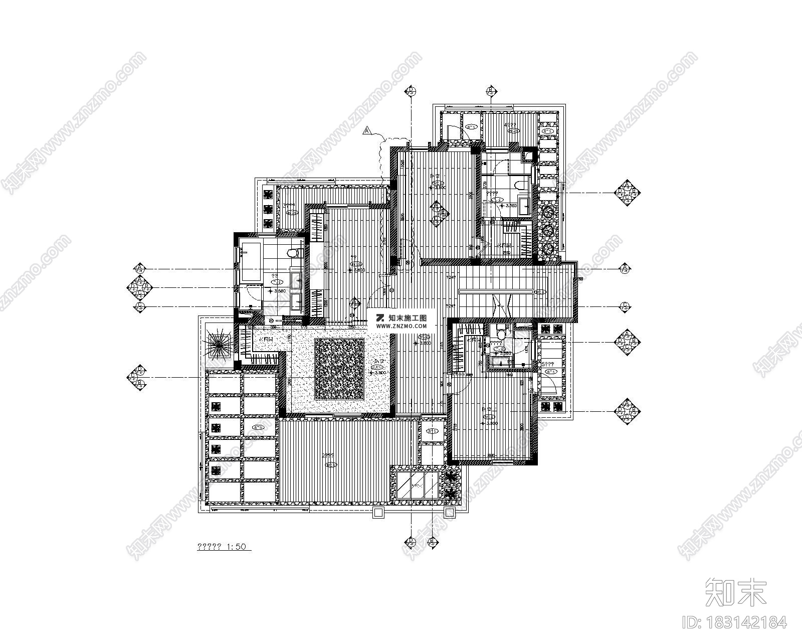 样板别墅大宅CAD施工图下载、别墅大宅CAD施工图下载cad施工图下载【ID:183142184】