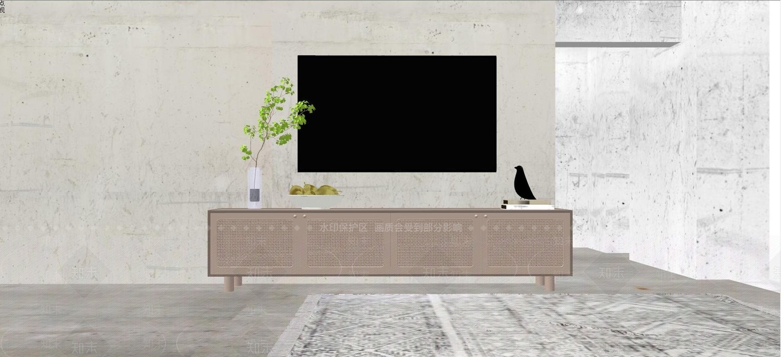 侘寂藤编电视柜SU模型下载【ID:1119580694】