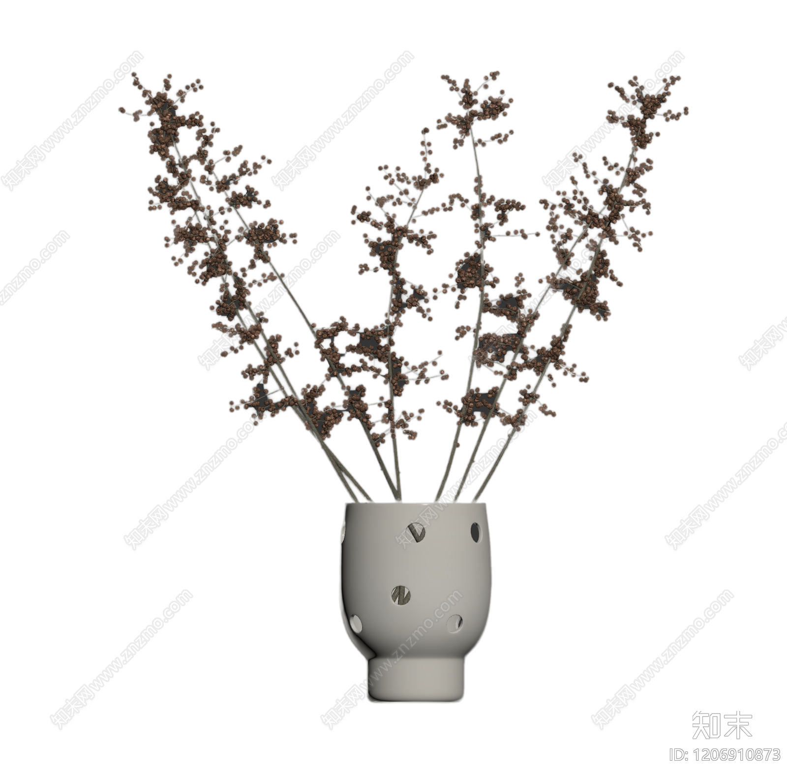 带枝干花瓶装饰3D模型下载【ID:1206910873】