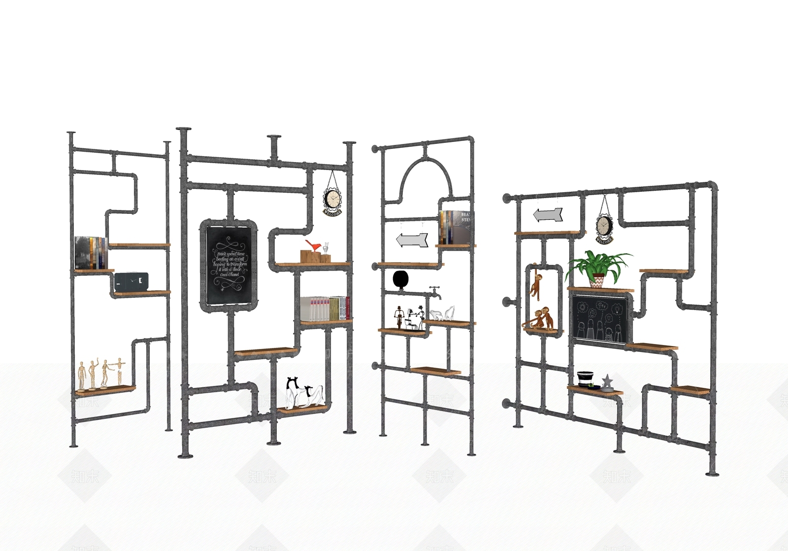 工业风铁艺水管屏风隔断SU模型下载【ID:233741020】