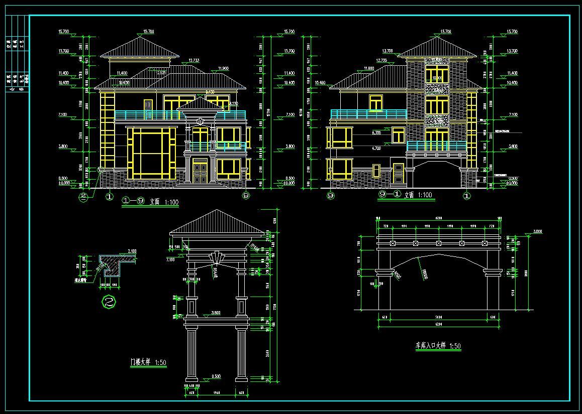 欧式别墅全套CAD建筑图cad施工图下载【ID:528733465】