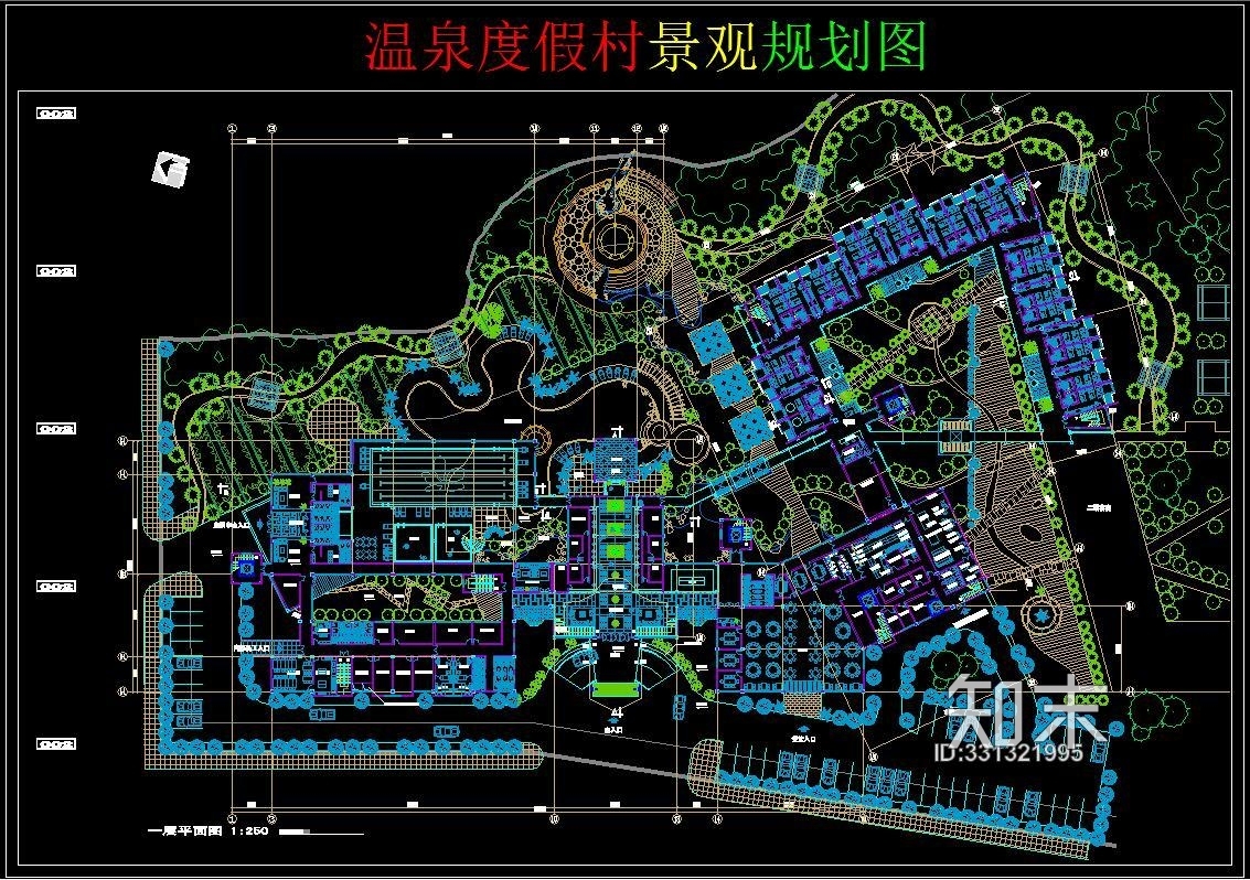 温泉度假村景观规划图施工图下载【ID:331321995】