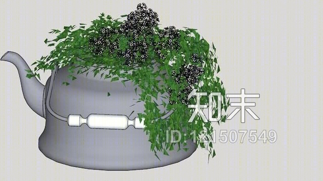 teapot水壶，水壶，чайник，与花SU模型下载【ID:121507549】