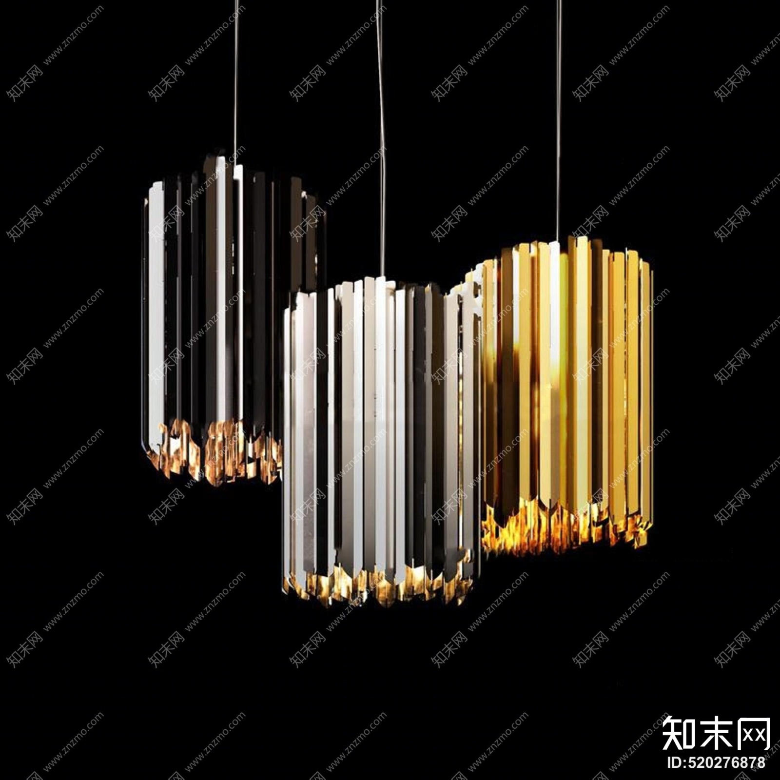 现代简约风格吊灯组合3D模型下载【ID:520276878】