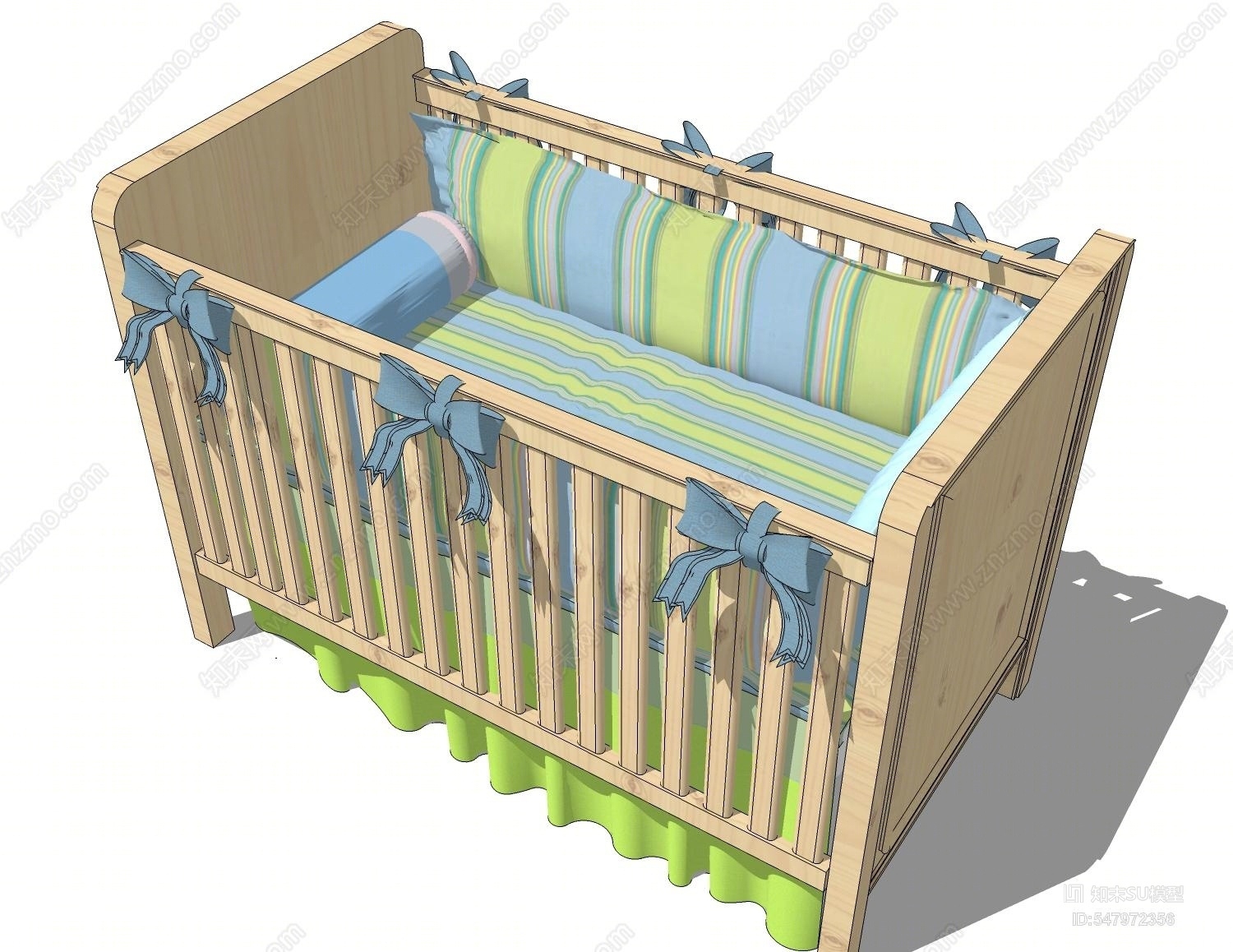 现代儿童床SU模型下载【ID:547972356】