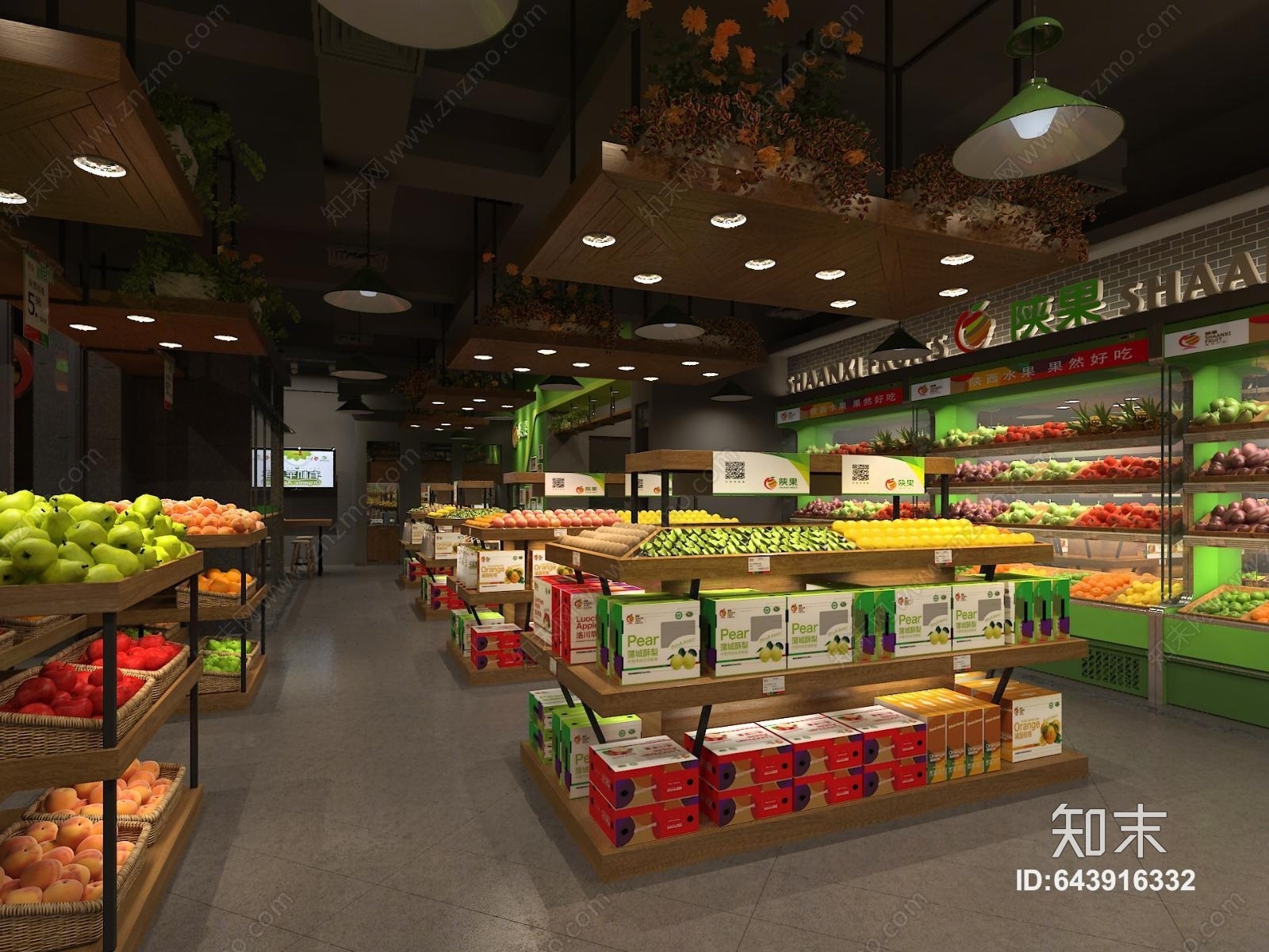 现代水果超市3D模型下载【ID:643916332】