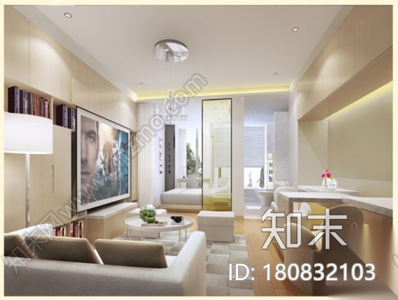 [沈阳]精装现代小户型C1型样板房装修图（含效果）施工图下载【ID:180832103】