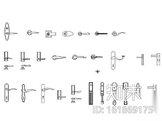 门把手图块cad施工图下载【ID:161869175】