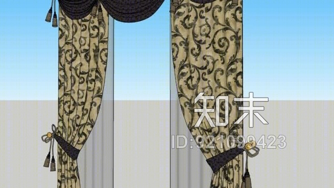 经典窗帘SU模型下载【ID:921099423】