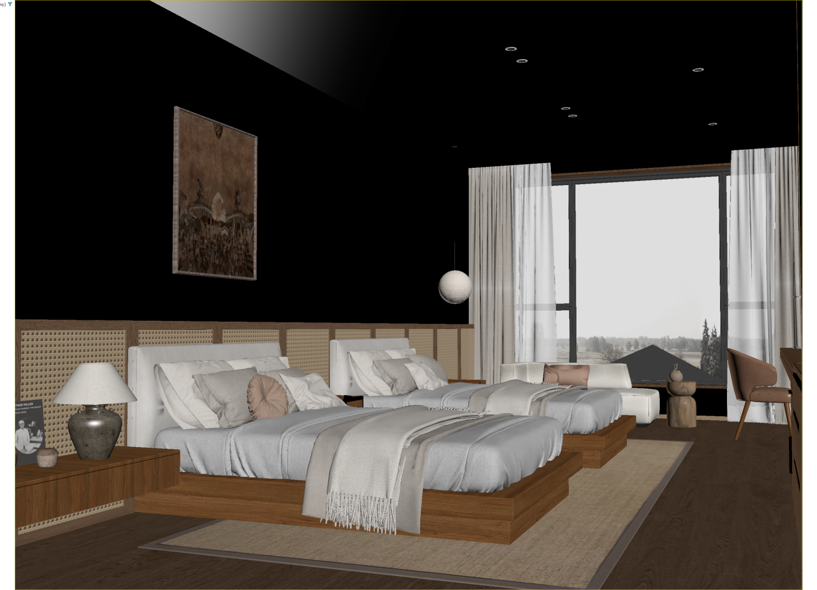侘寂民宿客房3D模型下载【ID:1214995624】