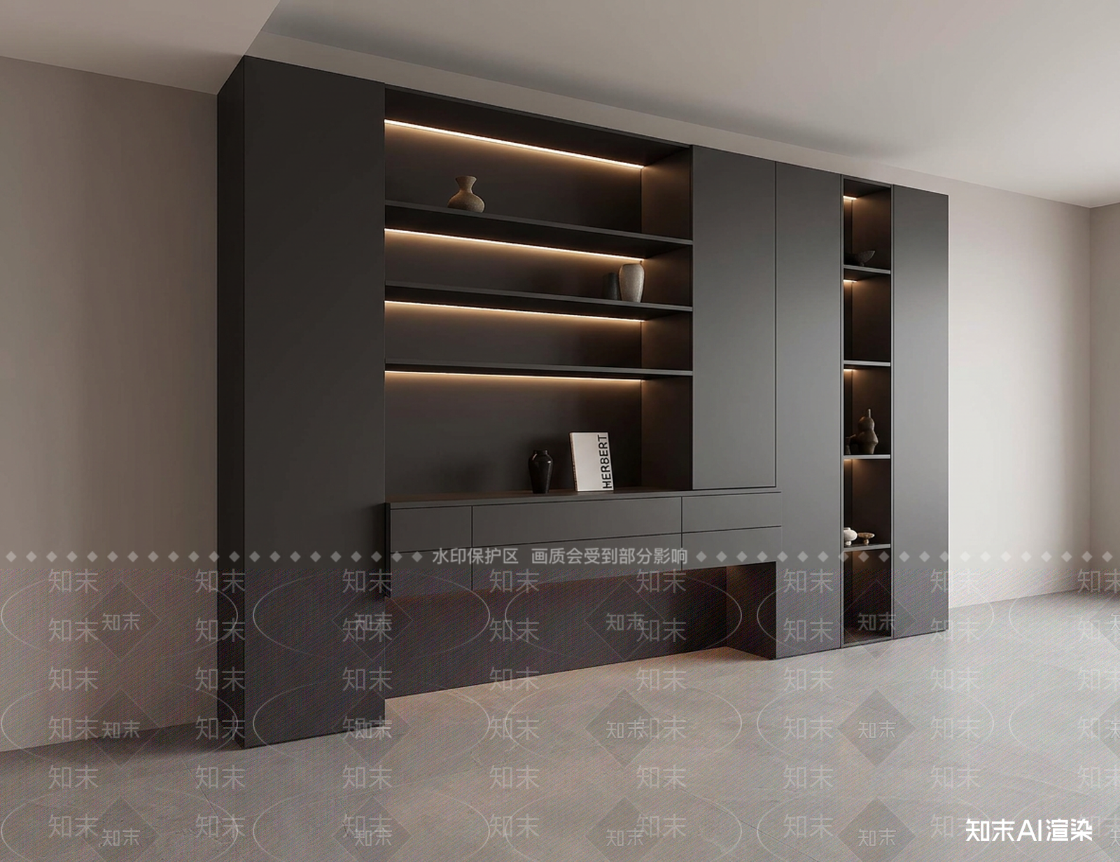 深色储物柜体书柜3D模型下载【ID:1227279295】