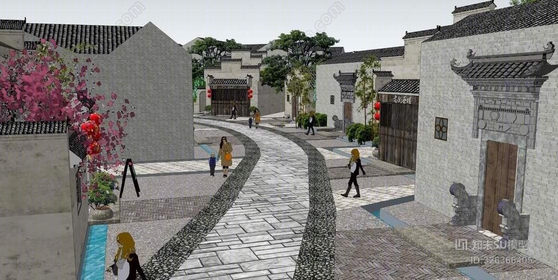 中式老街SU模型下载【ID:326366405】