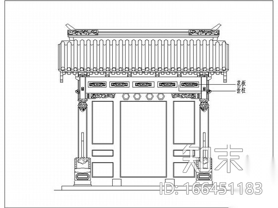 某垂花大门CAD方案图施工图下载【ID:166451183】