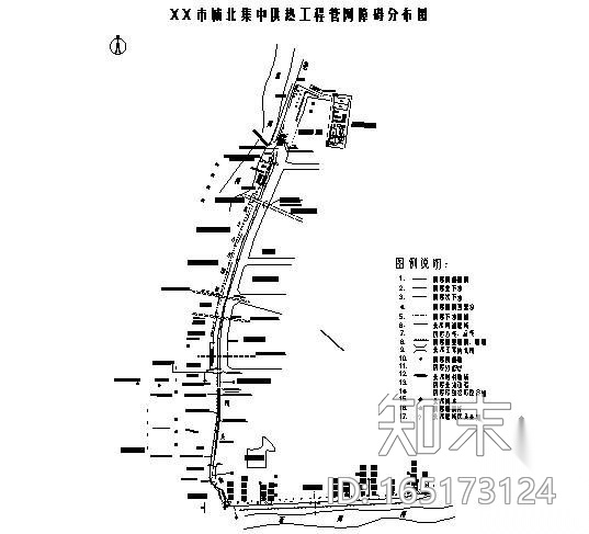 某市城北集中供热管网障碍分布图cad施工图下载【ID:165173124】