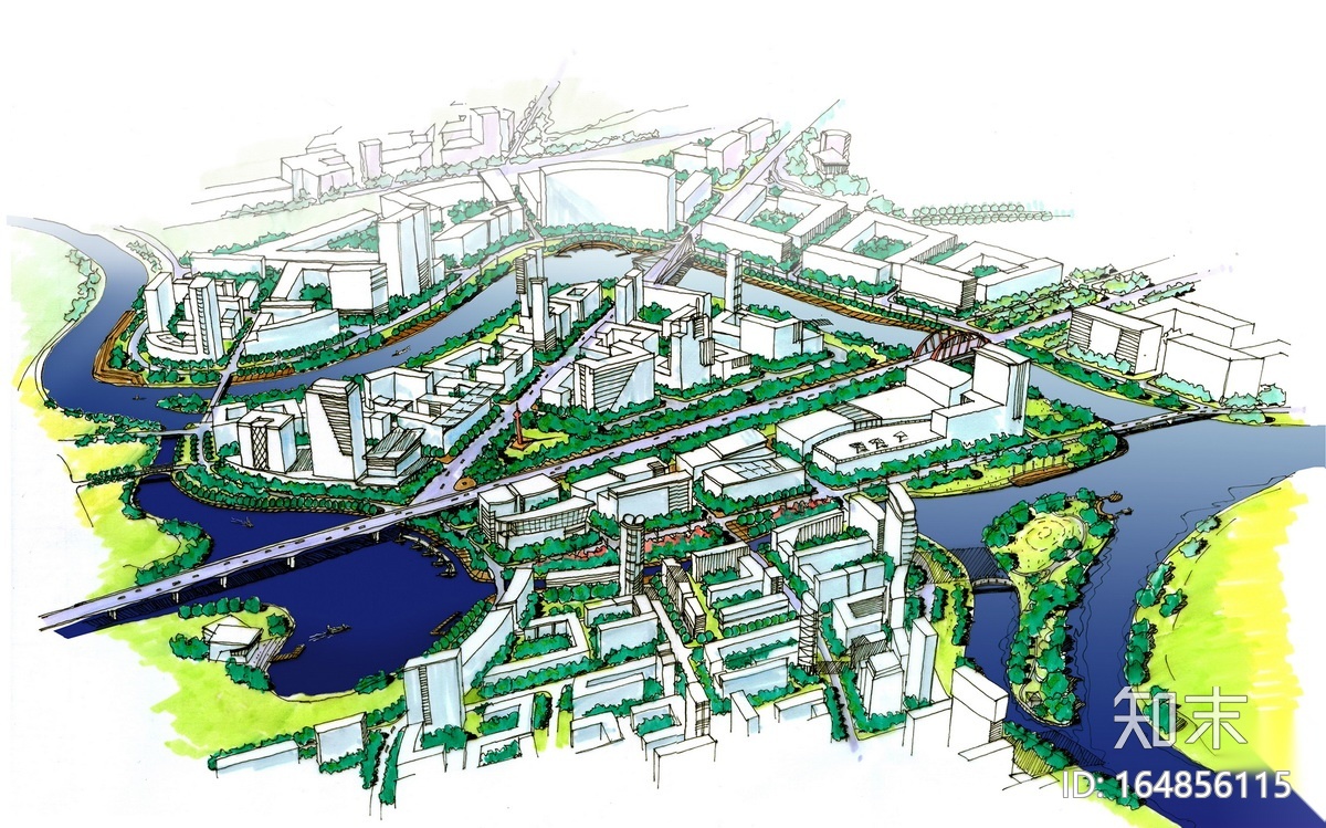 [河北]城市环城水系景观规划设计方案cad施工图下载【ID:164856115】