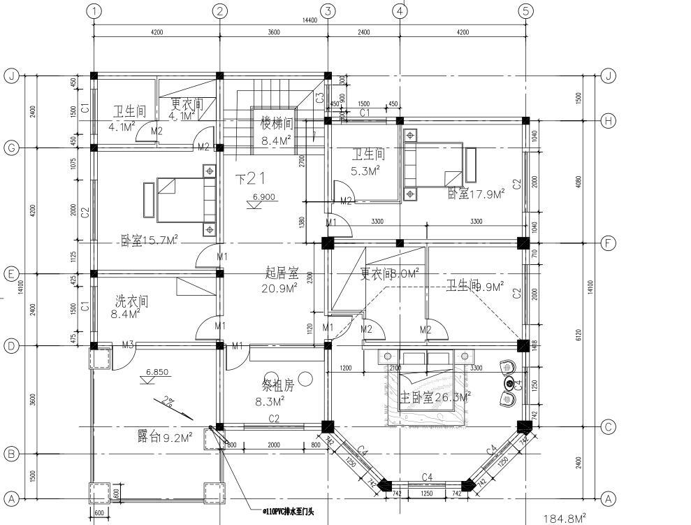 [广东]富源大河私人别墅设计施工图cad施工图下载【ID:149891143】