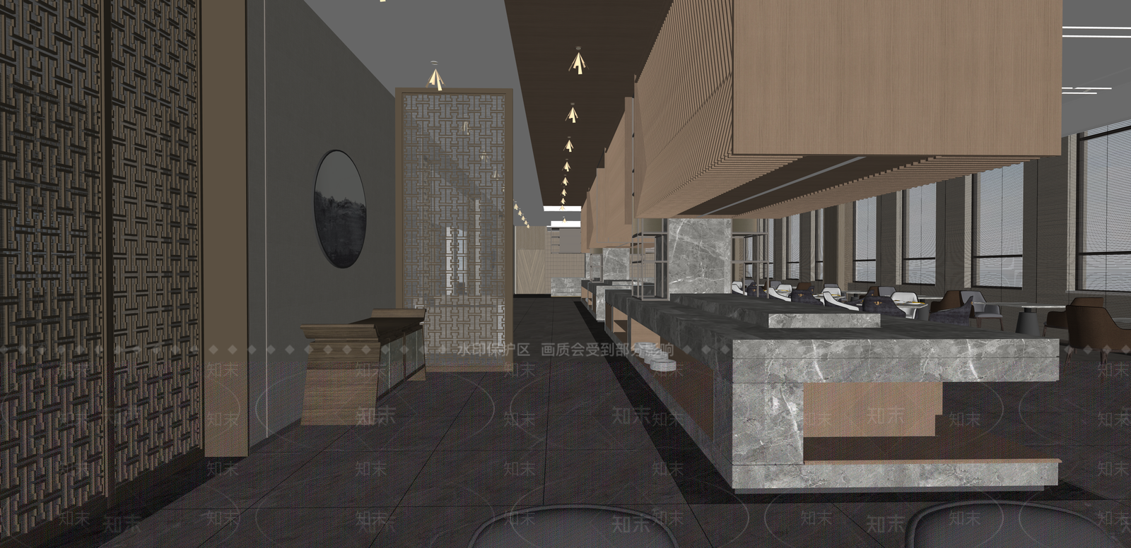 现代酒店大堂SU模型下载【ID:1215202313】