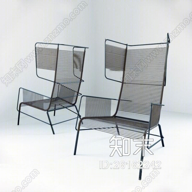 现代铁艺休闲椅3D模型下载【ID:26162242】
