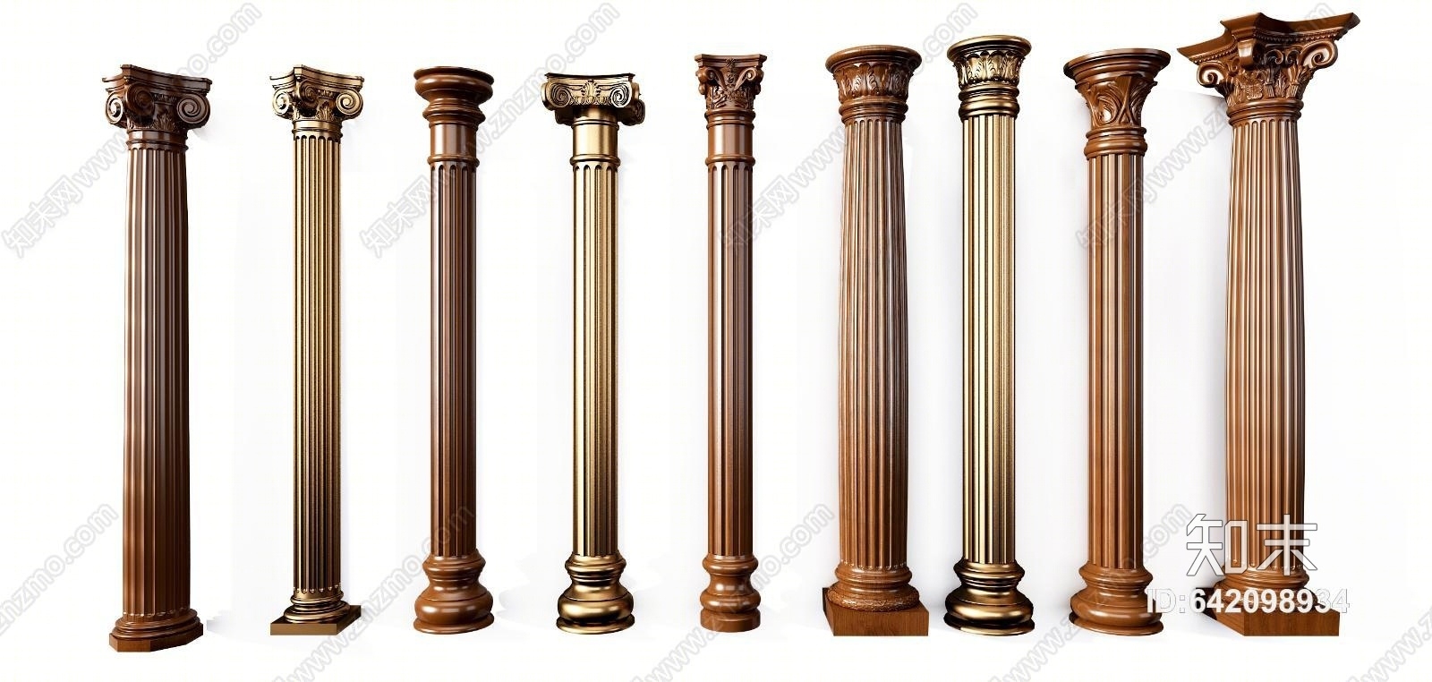 欧式古典罗马柱组合3D模型下载【ID:642098934】