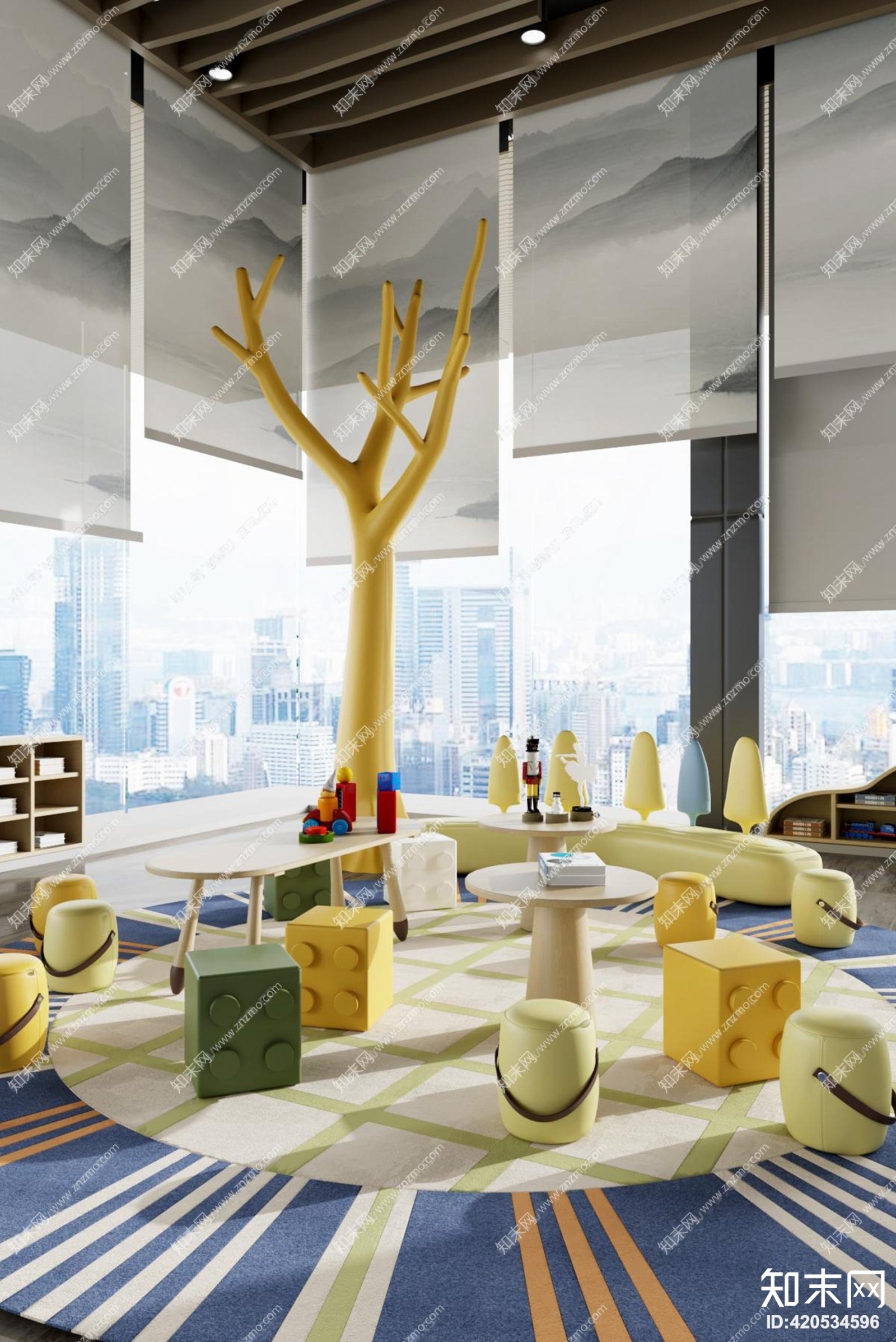 元禾大千设计现代售楼处儿童休闲区3D模型下载【ID:420534596】