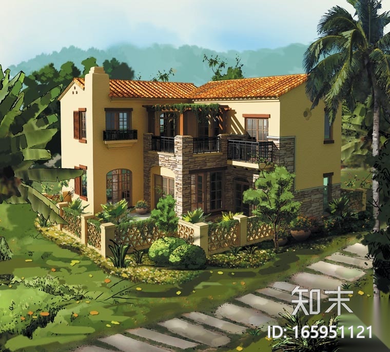 22套别墅户型彩图带效果图（JPG）施工图下载【ID:165951121】