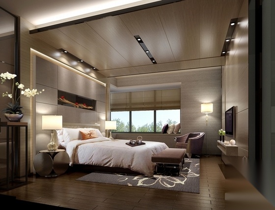 [惠州]新中式温馨三居室家装CAD施工图（含效果图）cad施工图下载【ID:160702119】