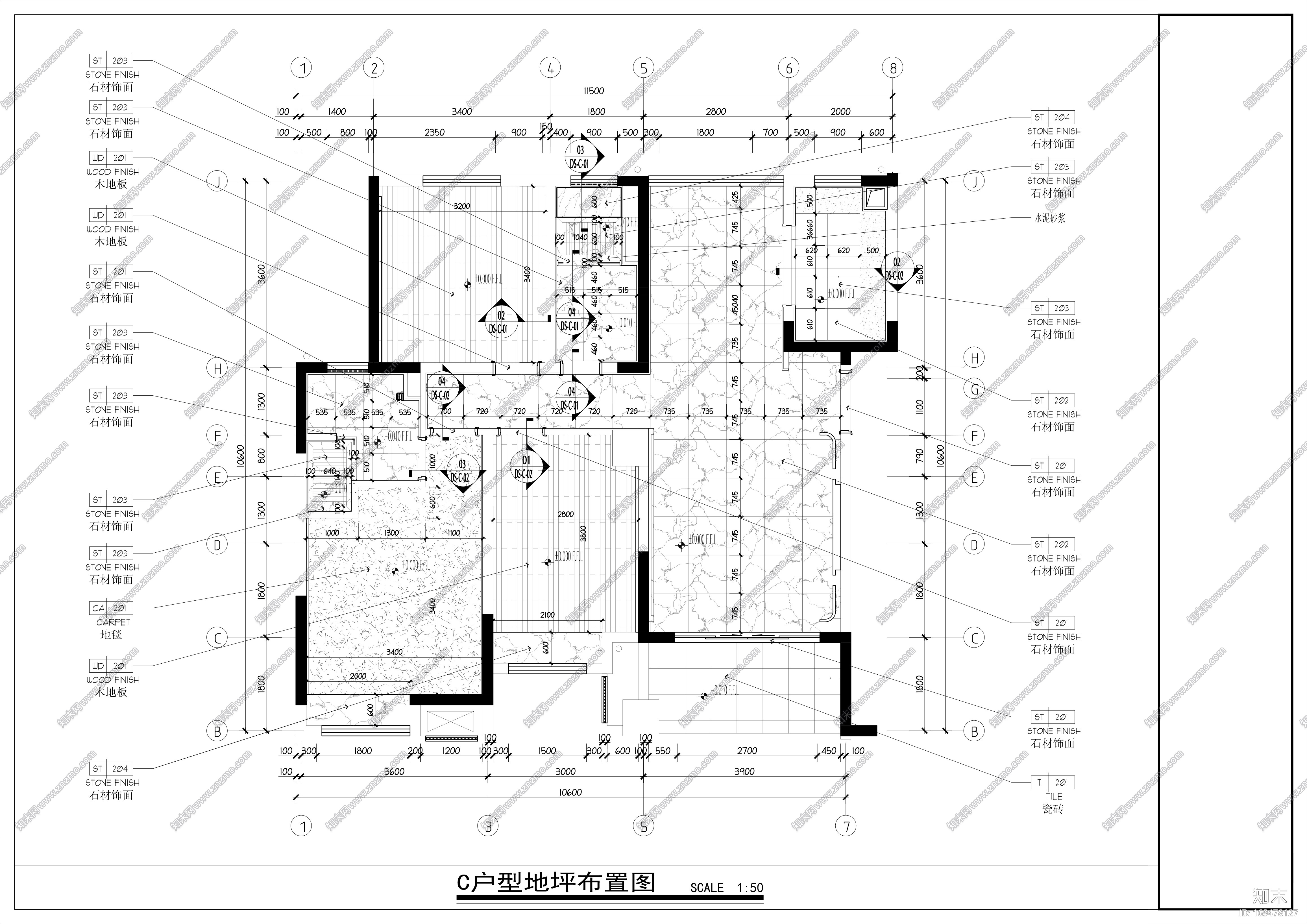 华毅首府D户型样板房|CAD施工图+效果图|施工图下载【ID:169478127】