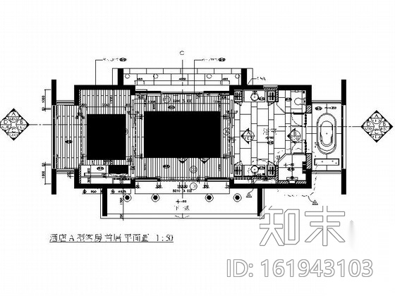 [安徽]某中式风格度假酒店客房室内装修施工图（含效果）cad施工图下载【ID:161943103】