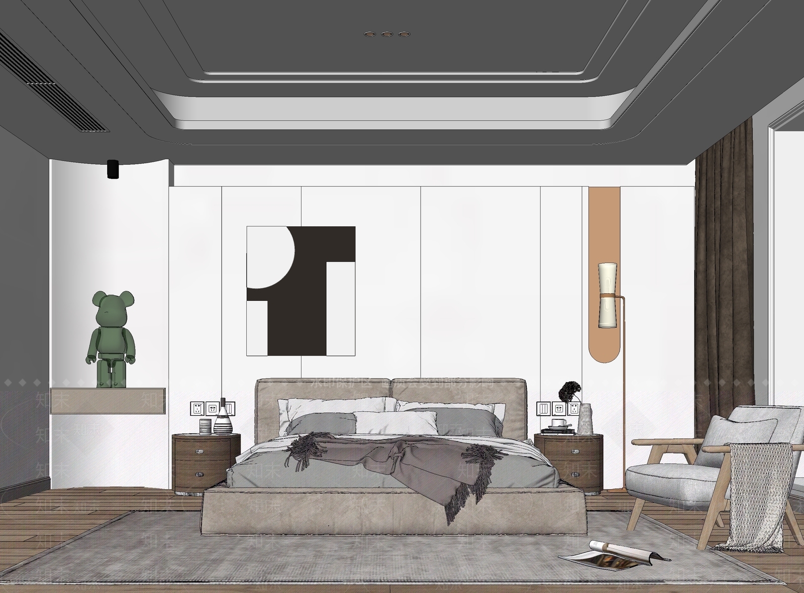 现代家居卧室SU模型下载【ID:198222188】
