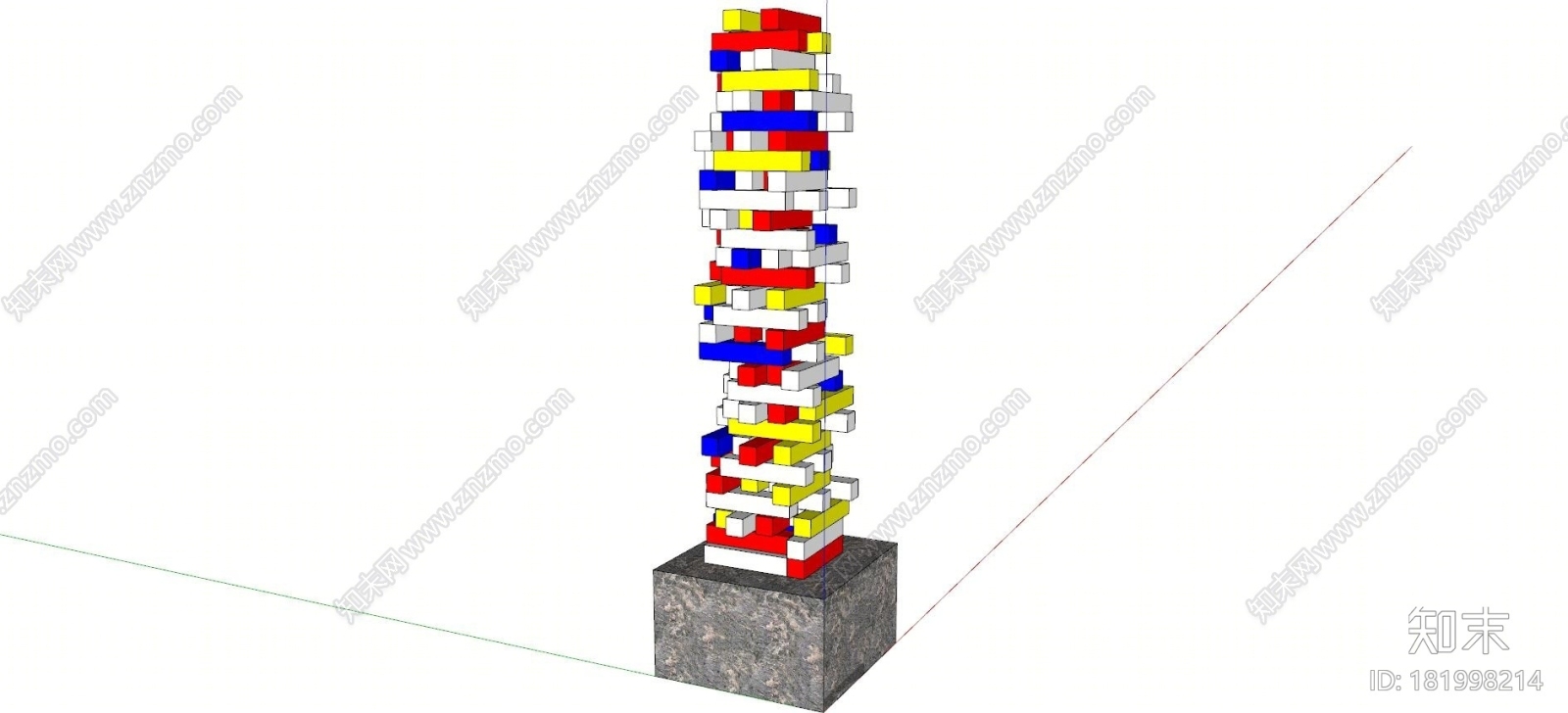 叠抽积木雕塑SU模型下载【ID:181998214】