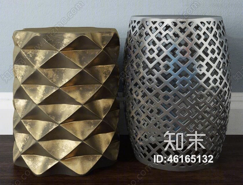 现代金属凳子组合3D模型下载【ID:46165132】