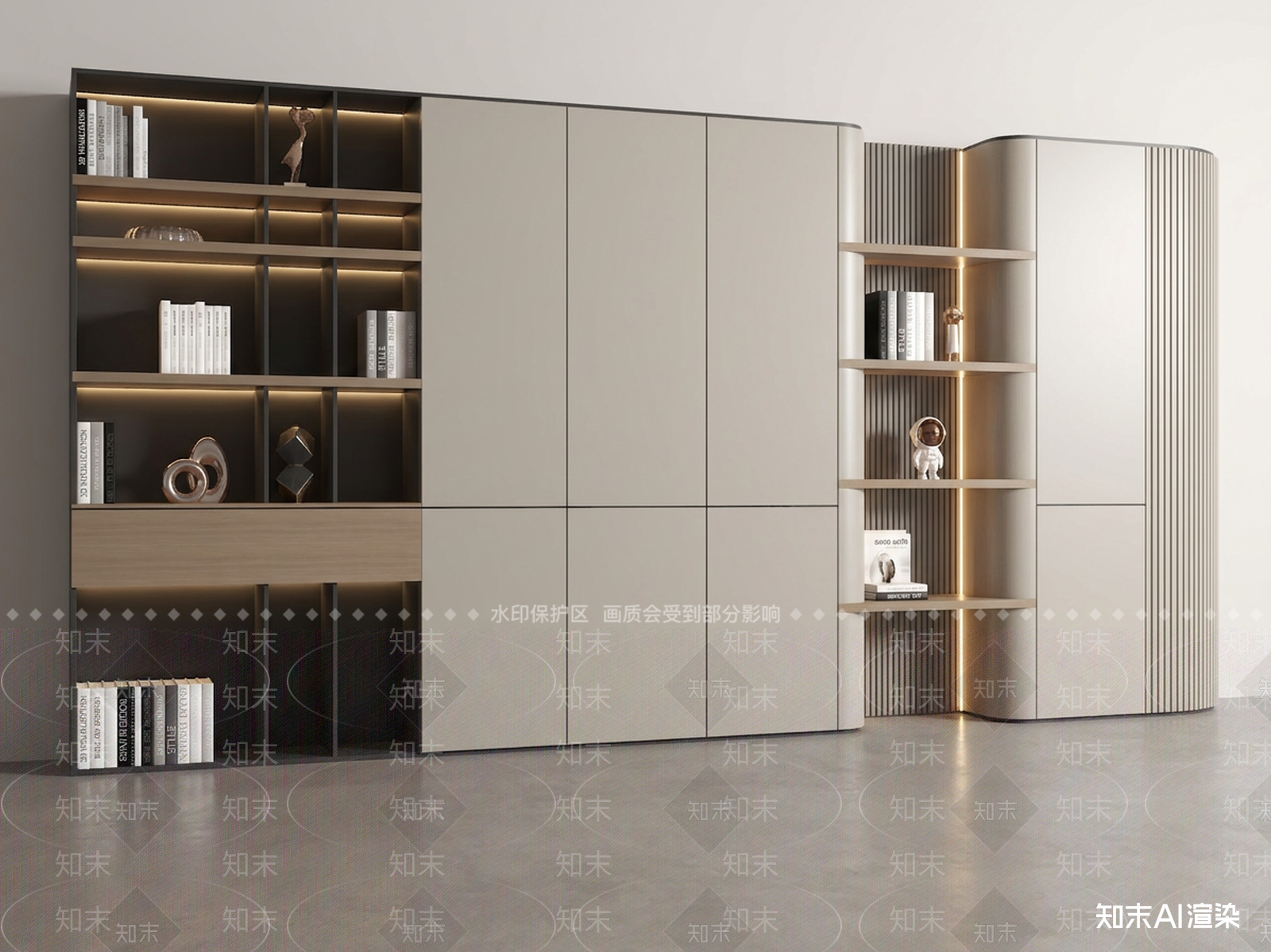 复合储物展示柜体书柜3D模型下载【ID:1227391751】