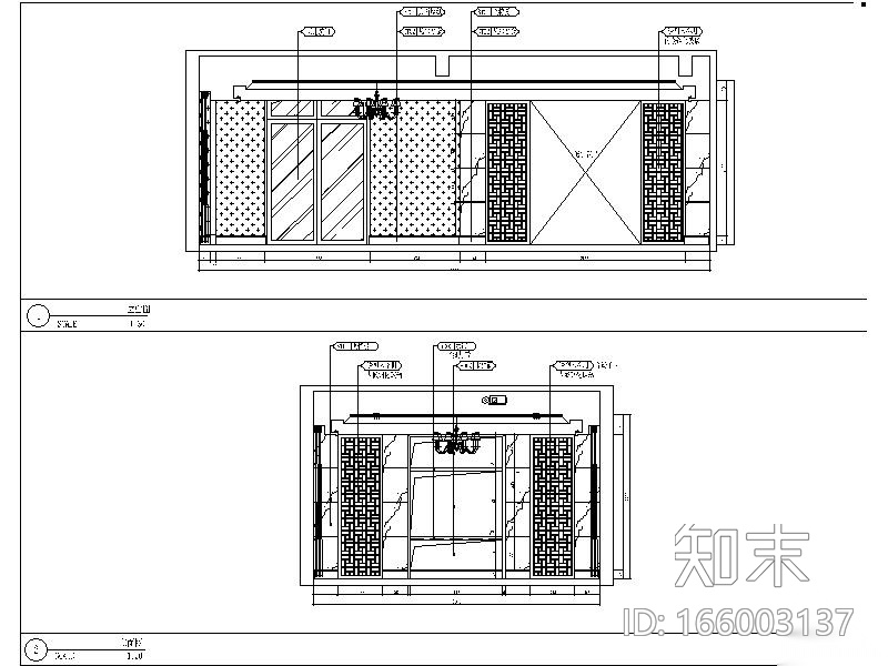 [山东]新古典中式风格别墅室内设计施工图（含实景图，...cad施工图下载【ID:166003137】